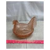 Pink Depression Nesting Hen
