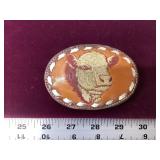 Leather Hereford Tony Lama Belt Buckle