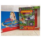 Wooden Train Set & Emergency Vehicles