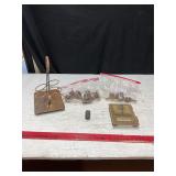 Vtg Furniture Castors, Mailbox Door, Salt Shaker