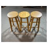 Three Wood Bar Stools