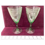 Depression Era Green Uranium Vaseline Goblets