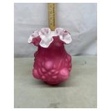 Fenton Puffy Rose Glass Vase LG Wright