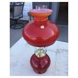 Vtg Ruby Red Gone w/ the Wind Style Oil Lamp