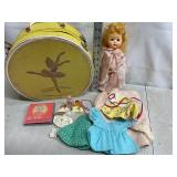 Vtg Round Ballet Suitcase & Doll