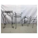 Metal plant stands, rain gauge holder