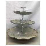 Hand wrought aluminum serving tray