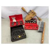 Woodworking shaper cutting bits, wood clamp, broom