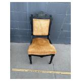 Antique Wood and Cushion Chair