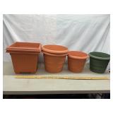 Six Plastic Flower Pots
