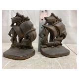 Vtg Ship Cast Iron Bookendsï¿½Detailed. 4ï¿½ tall