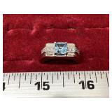 Ring w/ Square Light Blue Stone
