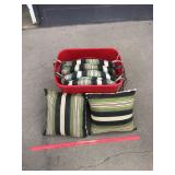 4 Patio Chair Cushions and Two Pillows