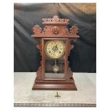 Vtg Gingerbread Mantel Clock w/ Key