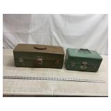 Two Vintage Metal Tackle Boxes
