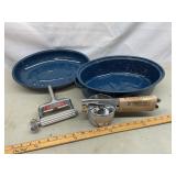 Enamal roaster, ricer/press, fish skinner