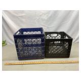 Two Plstic Milk Crates
