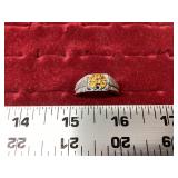 Ring w/ Orange Stones, Missing 1 Stone