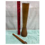 2 Antique Wooden Textile Mill Bobbins or Spool