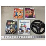Wii Games & Steering Wheel - works per consigner