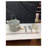 Vtg Calf Bucket & Scoops