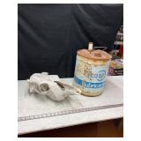 Cow Skull & Vtg COOP Can