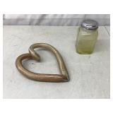 Amber Pepper shaker, Dynasty heart glass art