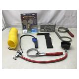 Goggles, purging regulator, oil filter wrenches