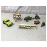 Assorted tractor toys, pieces