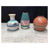 Vases-Pottery, Navajo, Sioux, Elaine Begay-Navajo