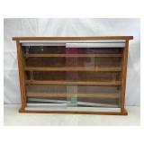 Wall mount wooden display cabinet, glass doors