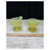 Imperial Glass Topaz Yellow Hobnail Cream & Sugar