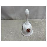 Fenton Art milk glass bell, ï¿½Cardinals in Winterï¿½