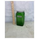 Vtg Green depression glass Cannister