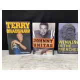 Books - Football legends-Gregg, Unitas, Bradshaw