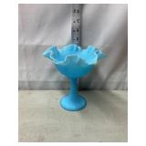 Fenton Persian Medallion Blue Satin Compote