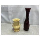 Possible Shawnee yellow vase, hobnail vase