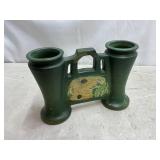 Roseville Pottery double bud vase, Rosecraft Panel