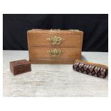 Large 2 drawer wood trinket box, 1 small, brush