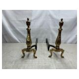 Brass look andirons/firedogs