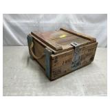 Military ammunition crate, wood, rope handles