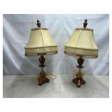 Pair lamps, fringe shade, both work