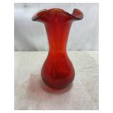Rainbow Glass ruby red crackle vase