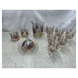 LG Wright Cherry Wreath goblets, pitchers, dish