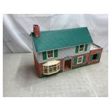 Tin litho two story colonial dollhouse