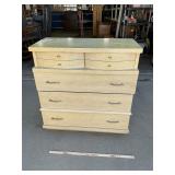 Vtg Blonde United MCM 5 Drawer Dresser