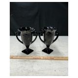 Vtg LE Smith Dancing Nymphs Black Amethyst Vases