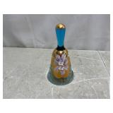 Murano peacock blue bell w/24K gold