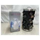Lazy Susan spice rack 18 jars, carafe