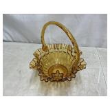 Fenton amber glass Thumbprint basket